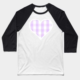 Soft Purple and White Buffalo Plaid Heart Baseball T-Shirt